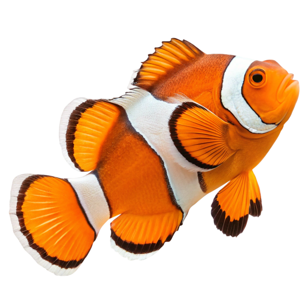 Stunning Closeup of an Ocellaris Clownfish with Vibrant Orange and White Stripes png