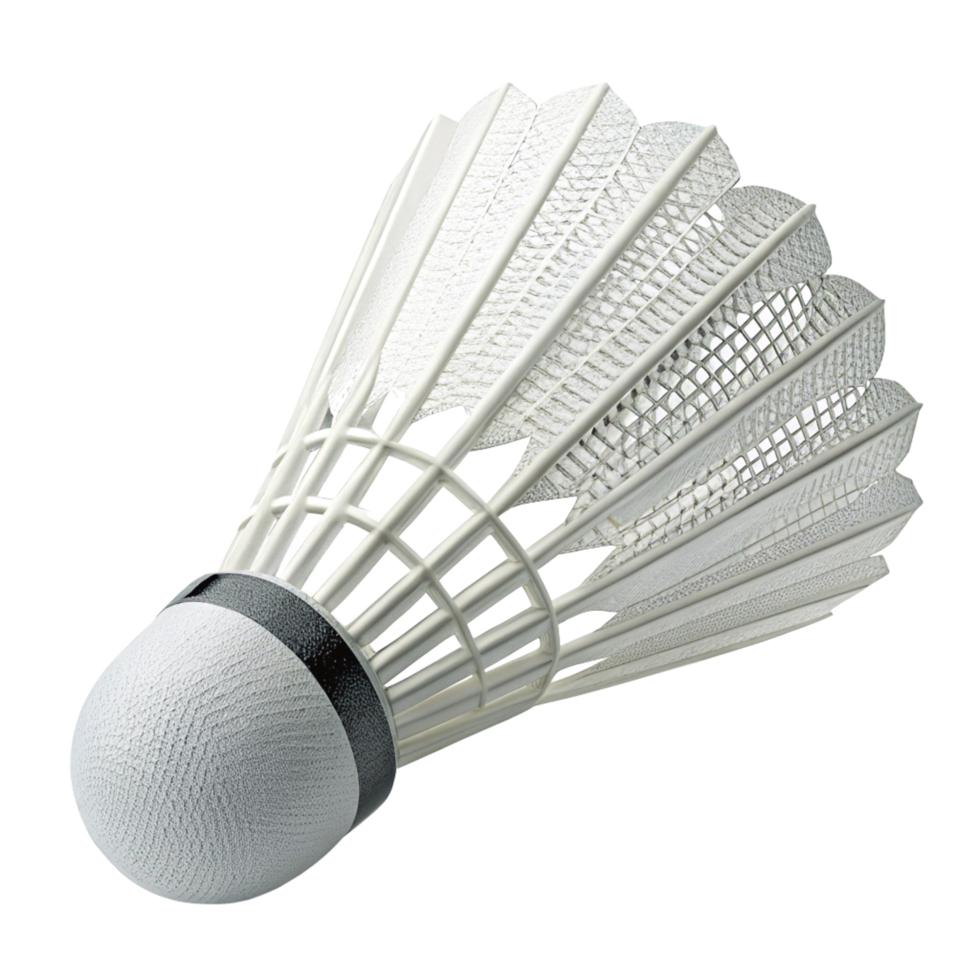 Closeup view of a single white shuttlecock used in badminton sports png