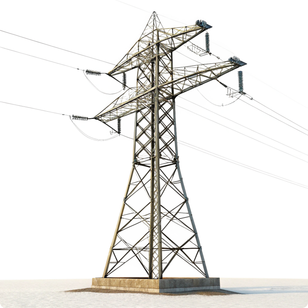 High Voltage Power Transmission Tower Electrical Pylon Energy Infrastructure Electricity Grid png