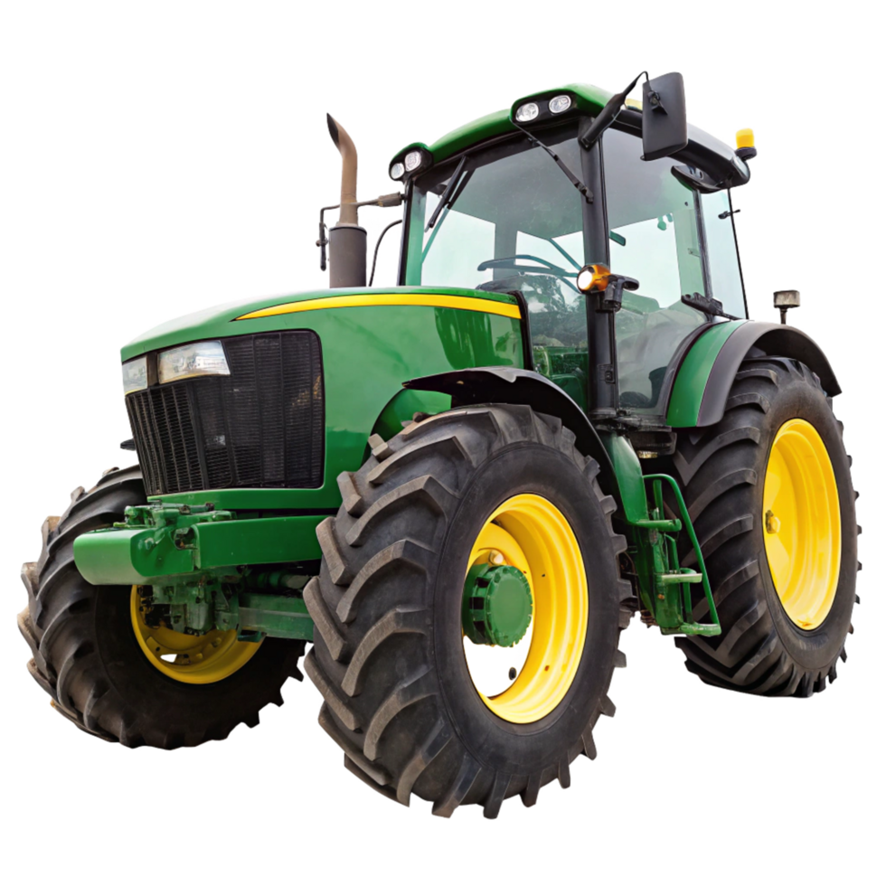Powerful Green Farm Tractor with Large Wheels and Modern Features png