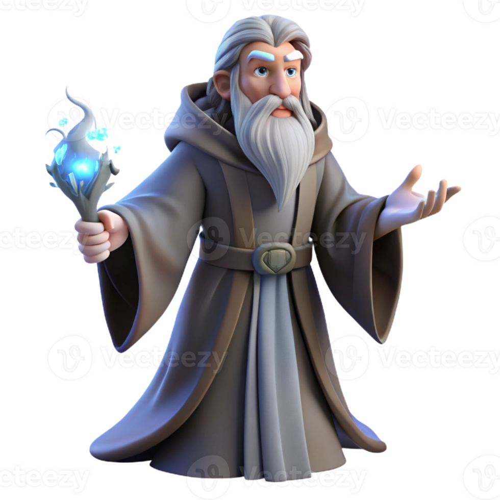 stunning minimalist A Wise Old Wizard with a Long White Beard high resolution png