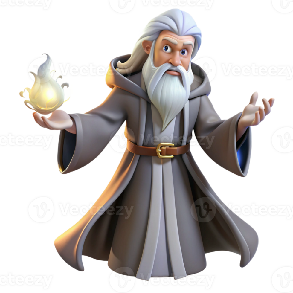 vibrant minimalist A Wise Old Wizard with a Long White Beard high quality png