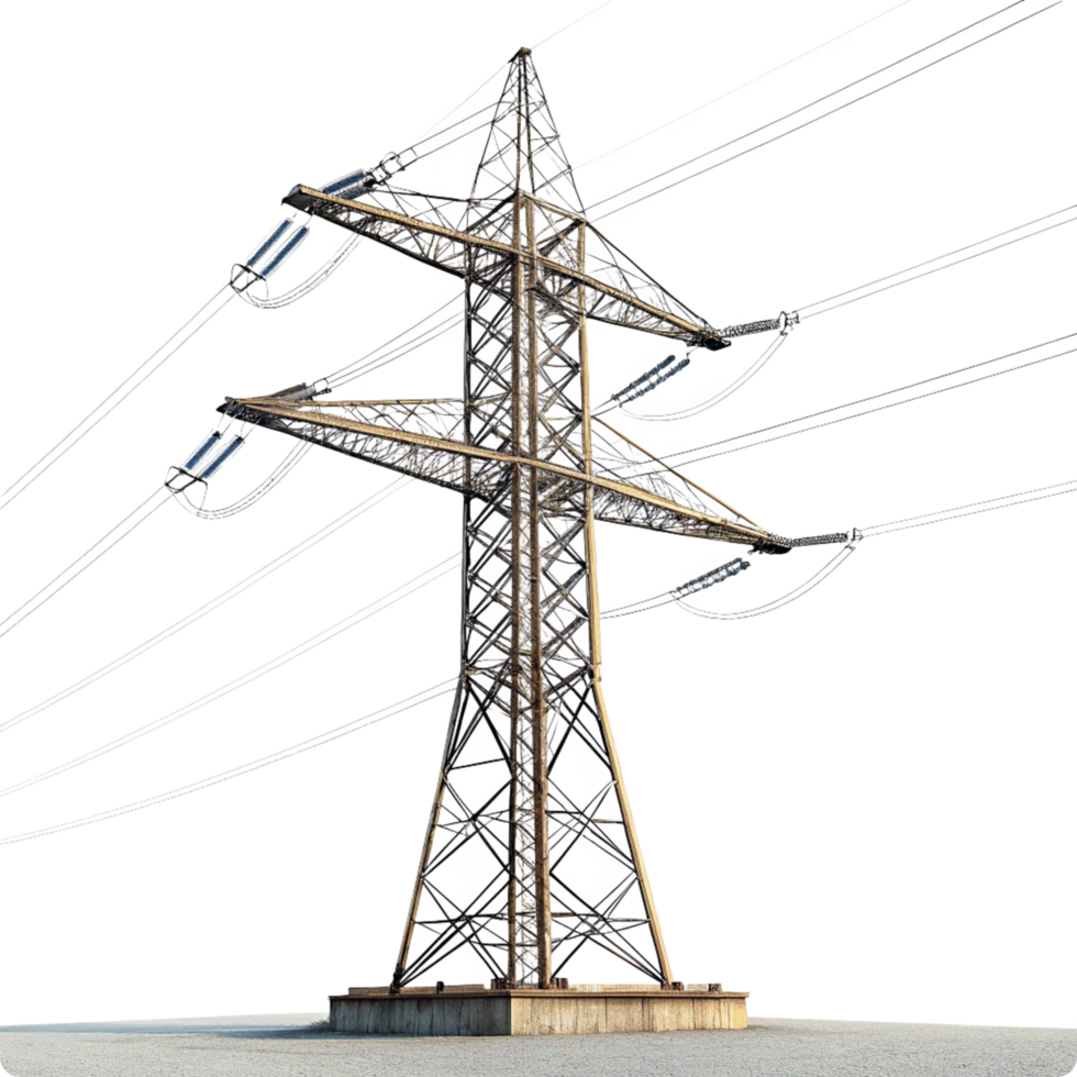 Highvoltage Power Transmission Tower with Multiple Electrical Conductors png