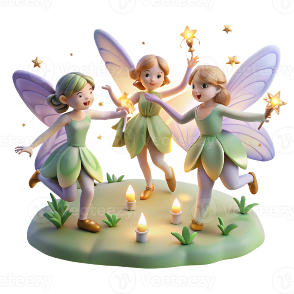 dramatic traditional A Group of Playful Fairies Dancing in a original png