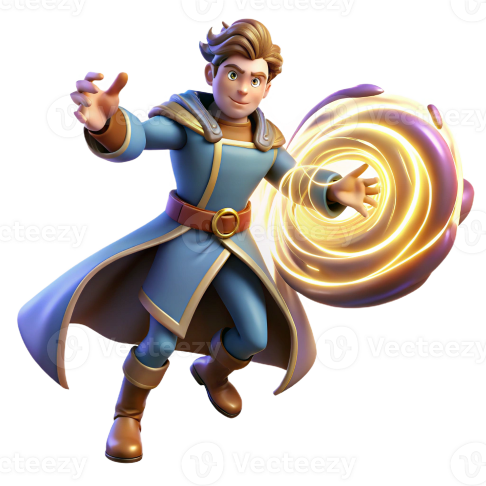 magnificent minimalist A Powerful Sorcerer Conjuring a Swirling detailed png