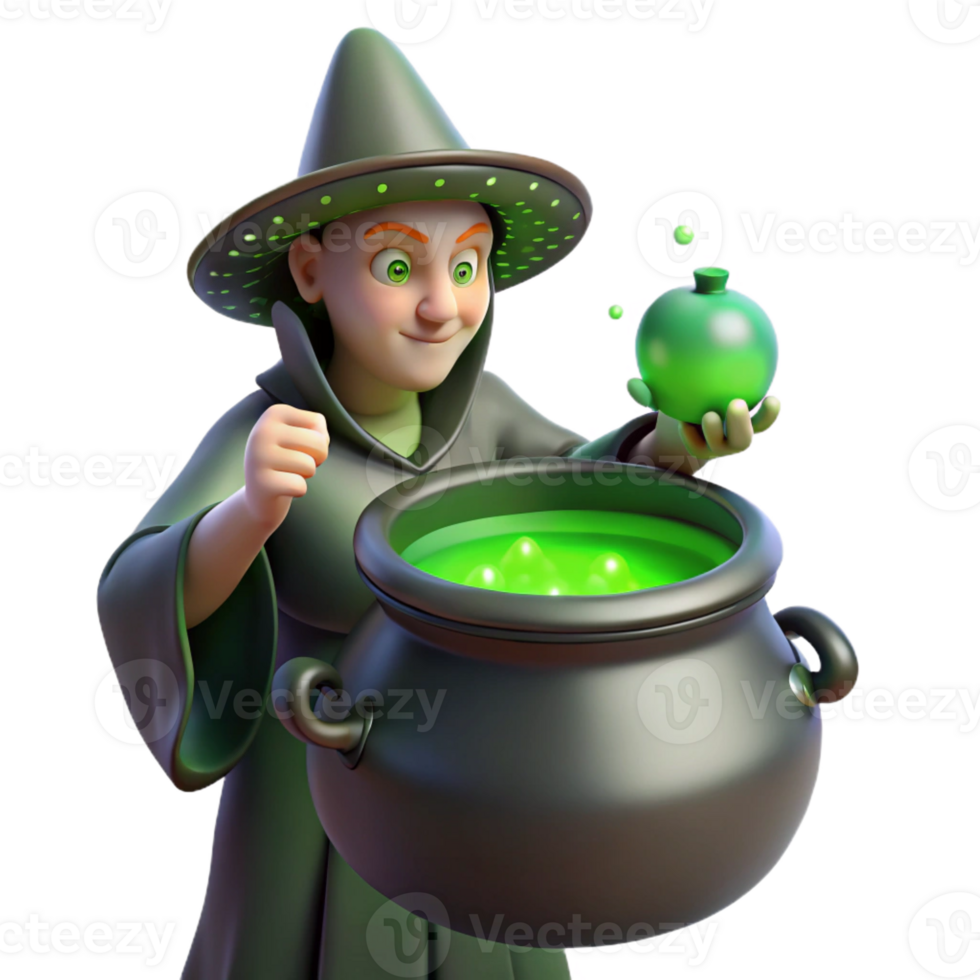 impressive classic A Lone Witch Brewing a Potion in a genuine png