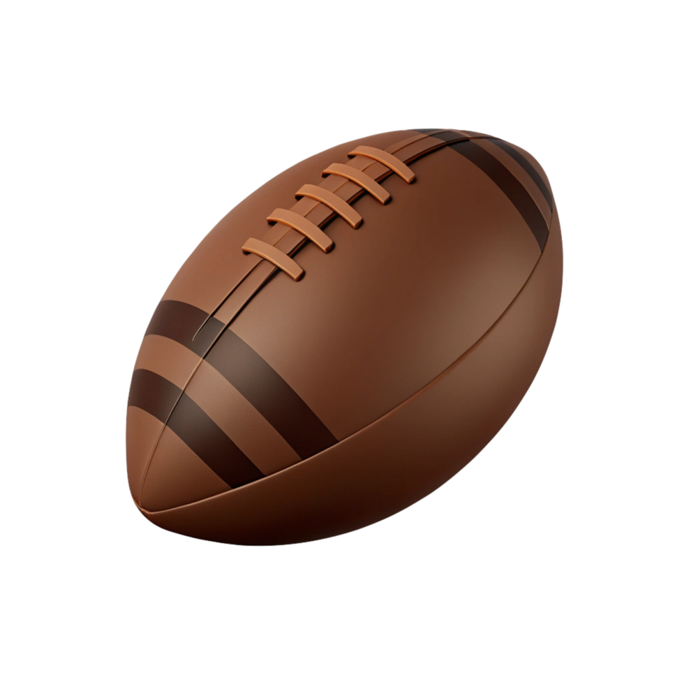Brown Leather American Football with Laces and Stripes 3D Render png