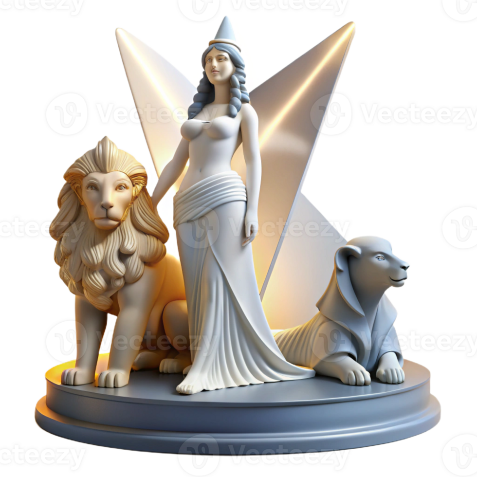 dramatic classic A Graceful Sphinx with the Body of a Lion 4K png