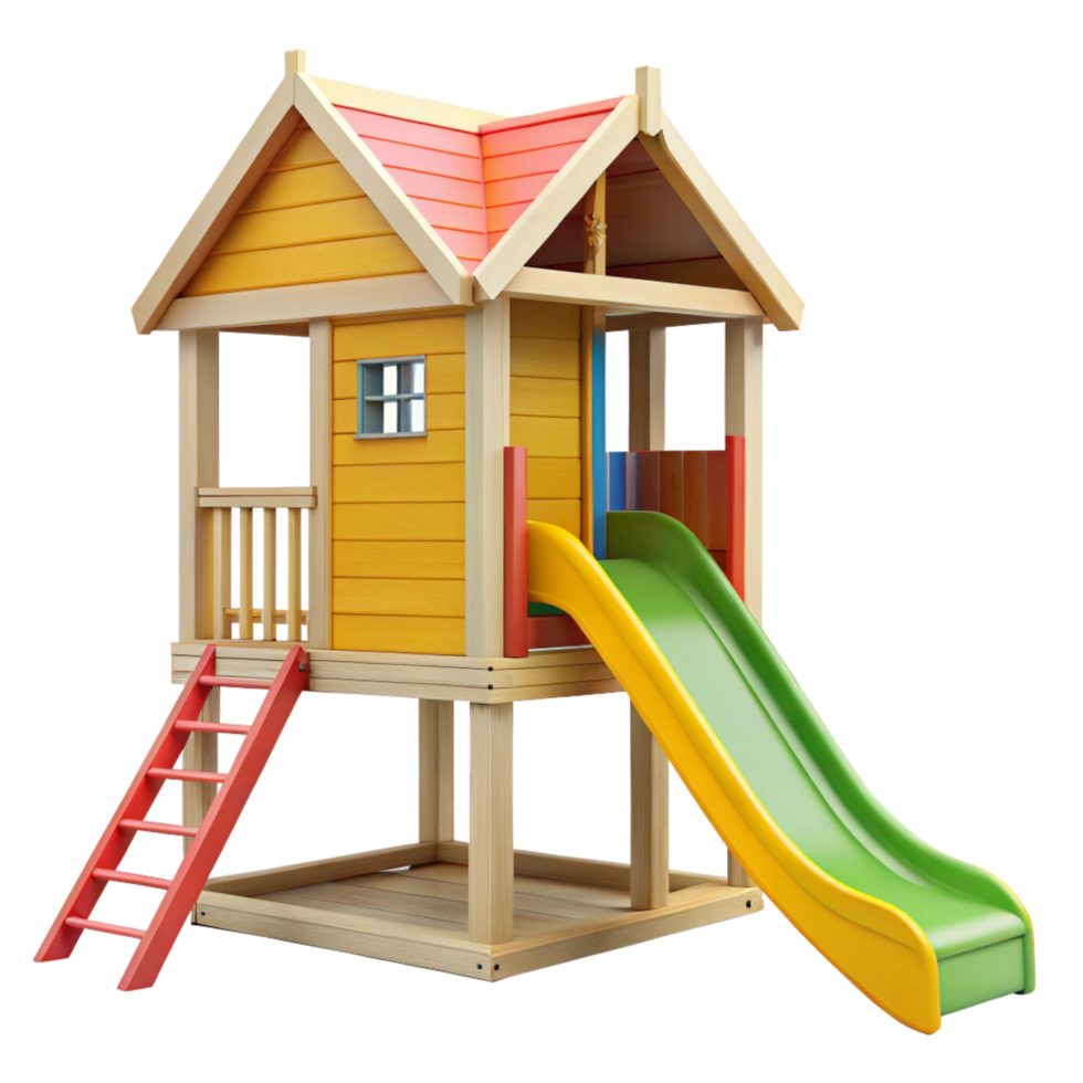 Wooden Playset with Slide and Ladder for Children's Outdoor Fun png