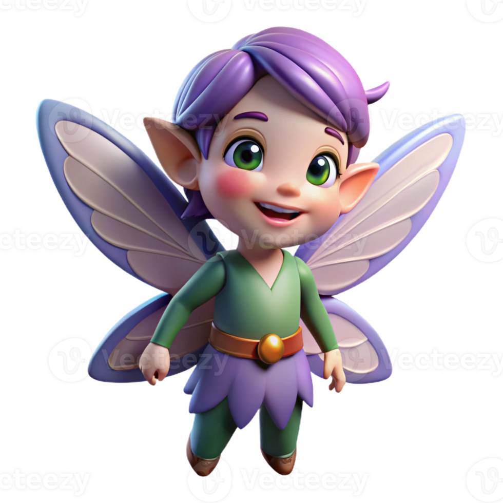 dramatic contemporary A Whimsical Pixie with Iridescent Wings genuine png