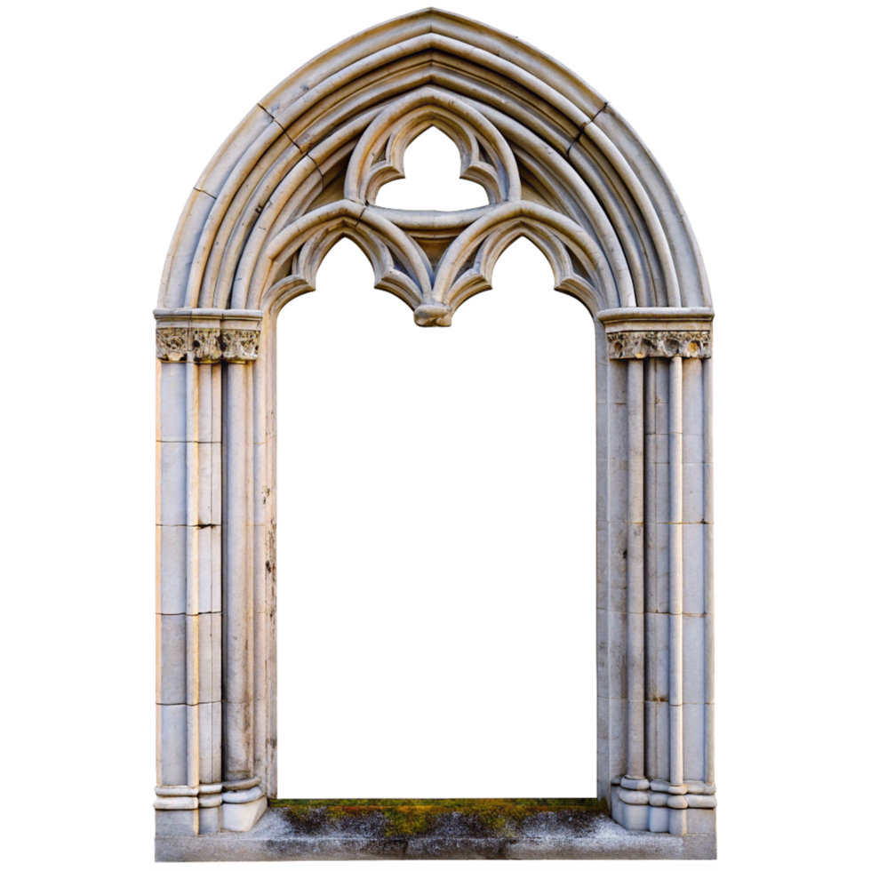 Gothic Archway Window Frame Architectural Detail Stone Carving png