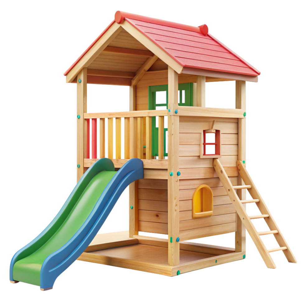 Wooden Playset for Kids with Slide and Climbing Ladder a Two Story Playhouse for Outdoor Fun png