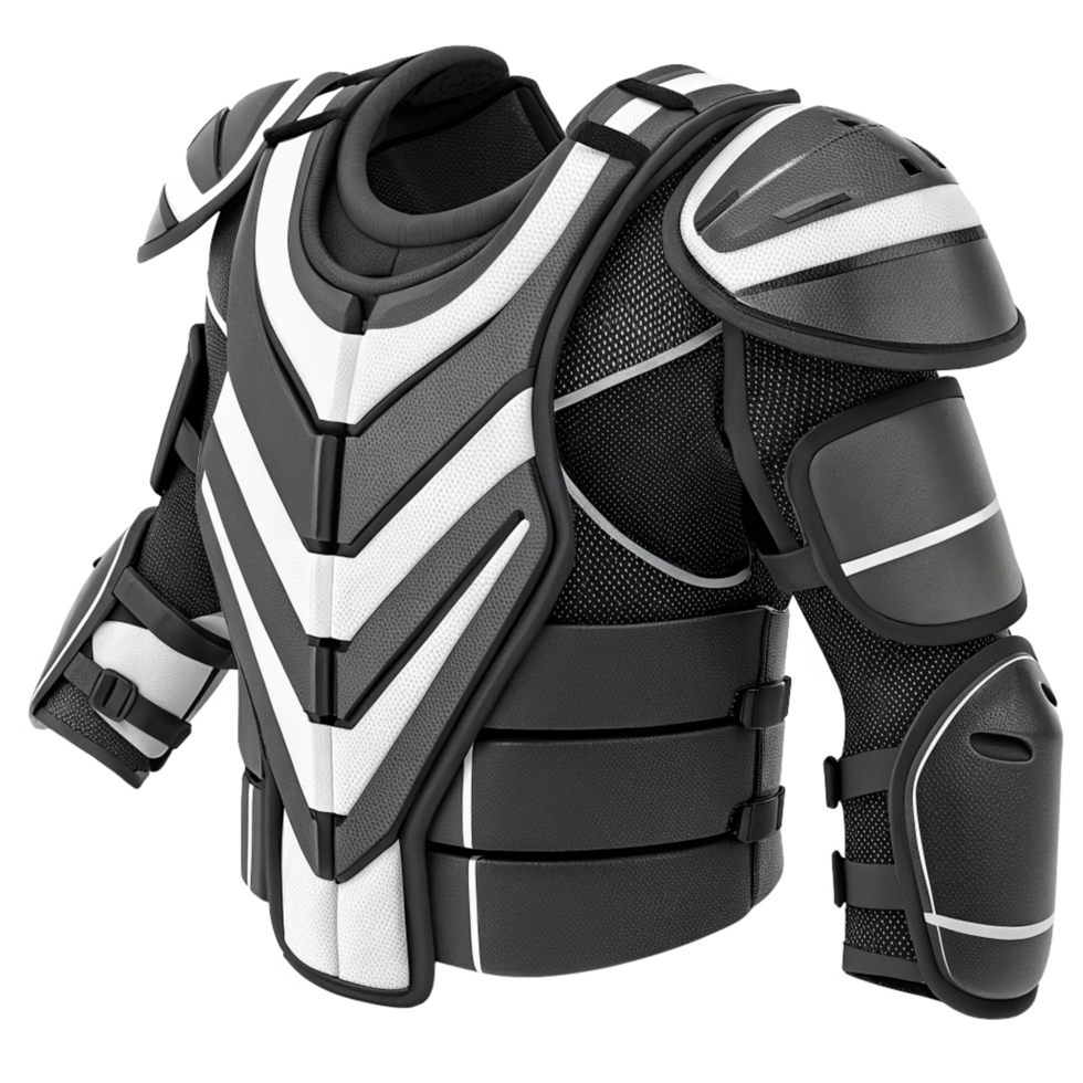 Advanced Hockey Protective Gear HighPerformance Black and White Chest Protector and Elbow Pads png