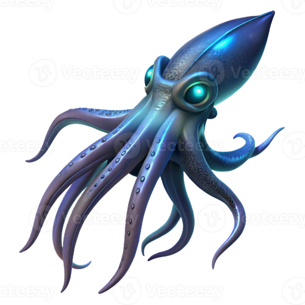extraordinary abstract A Giant Squid Swimming in the Deep Ocean 4K png