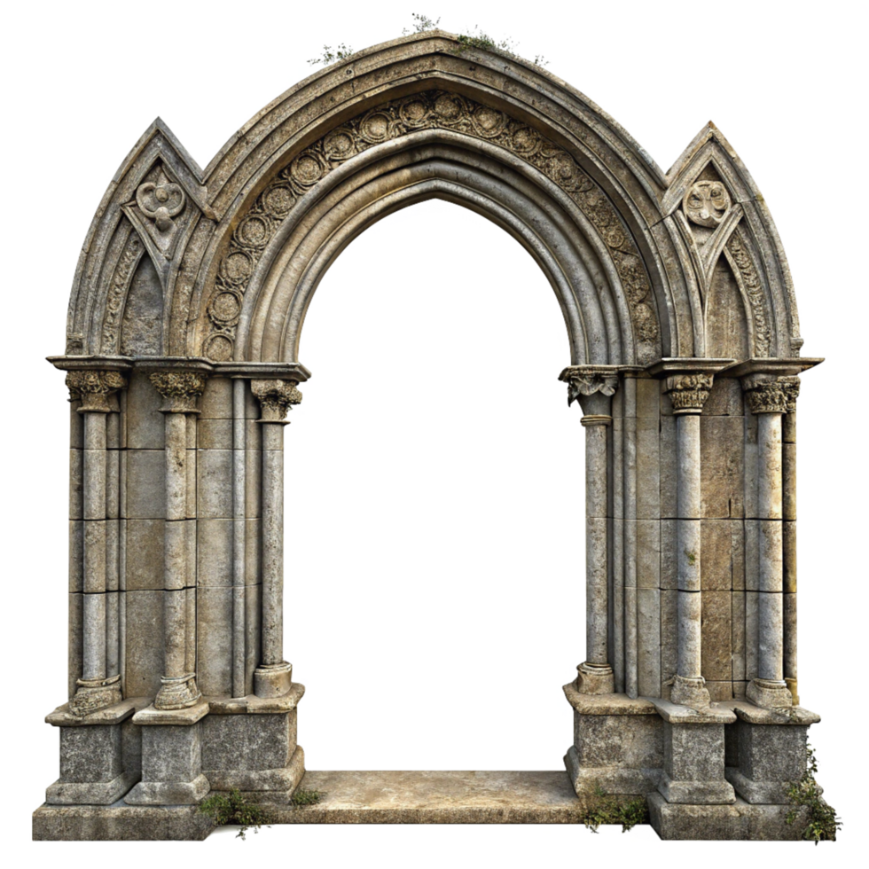 Ancient Stone Archway Entrance Gothic Architecture Medieval Style Building png