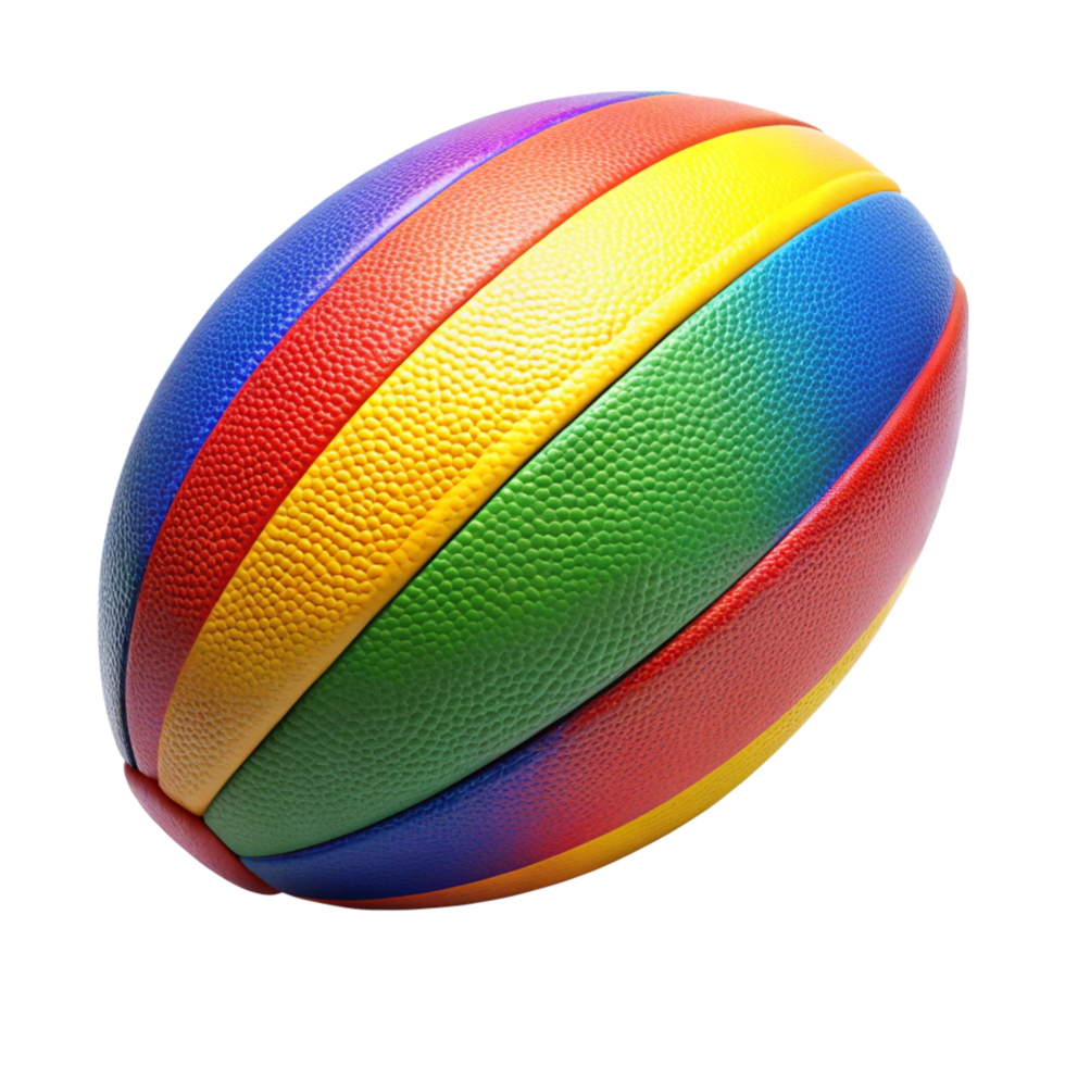 Multicolored Rainbow Rugby Ball on Black Background Sport Equipment png