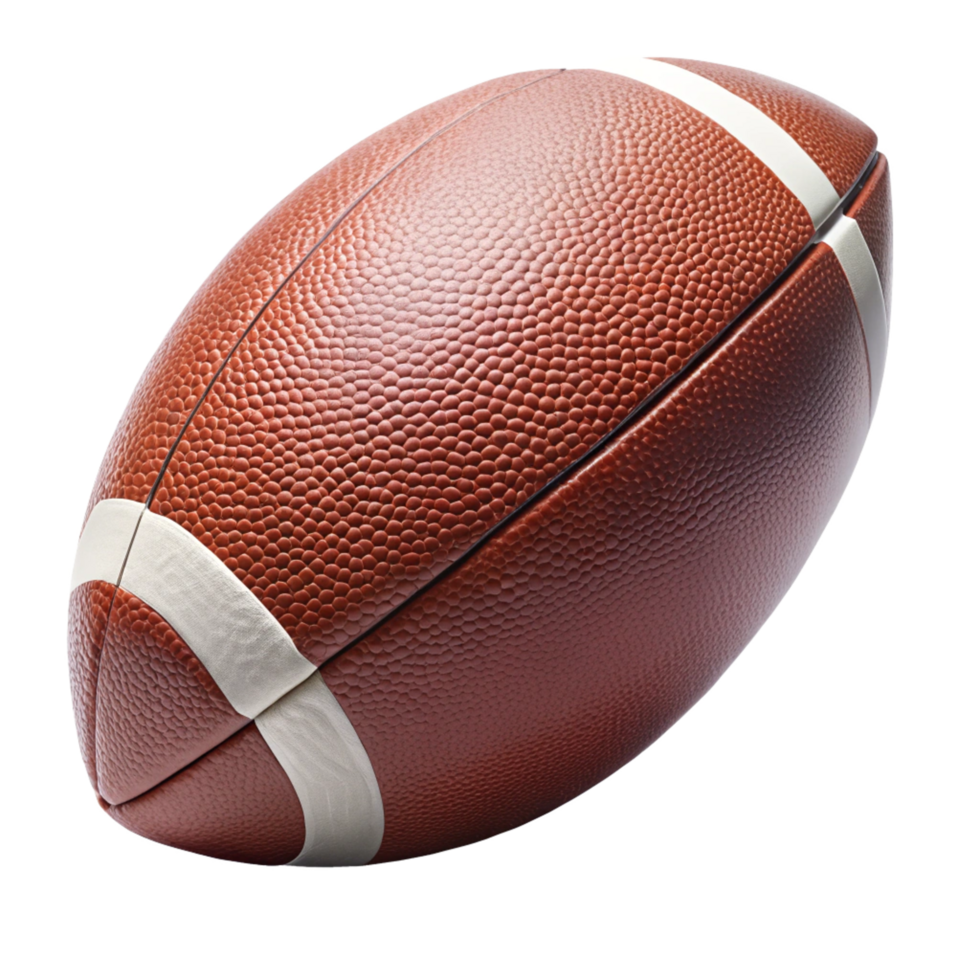 Closeup view of an American football on a black background png