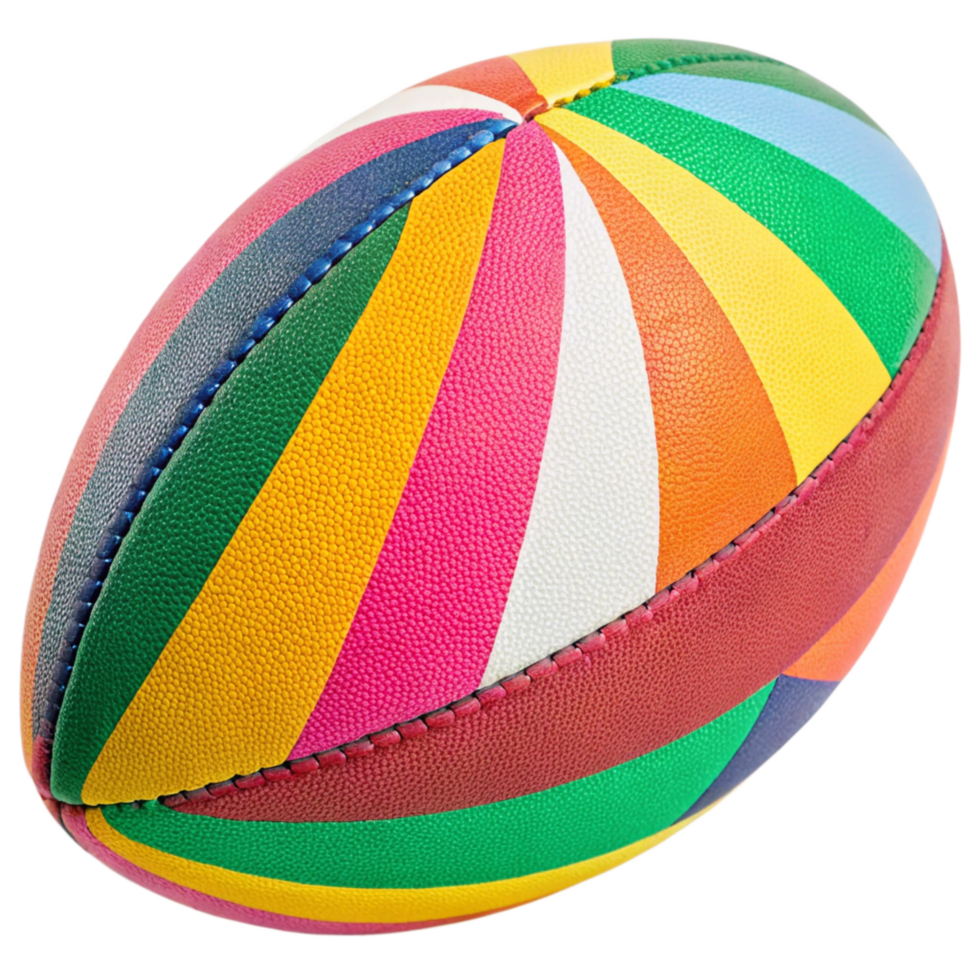 Colorful Rugby Ball with Rainbow Stripes Design for Sports and Recreation png