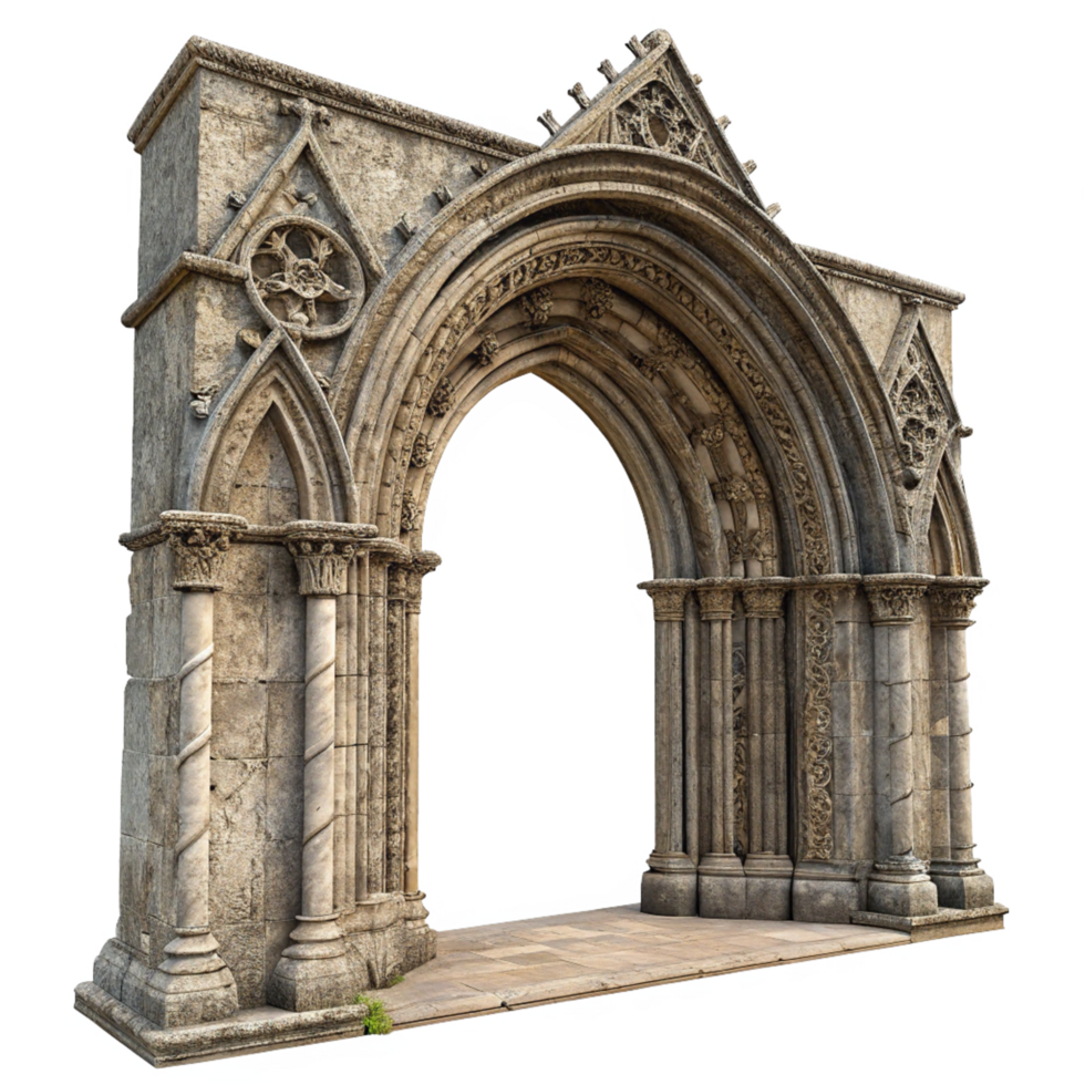 Ancient Stone Archway Architectural Structure Medieval Gothic Design png