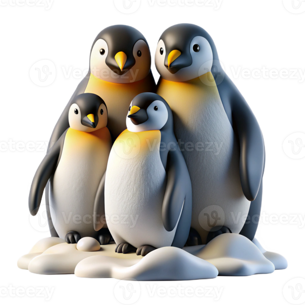 beautiful vintage A group of emperor penguins huddled together against the harsh Antarctic winds, illuminated by soft, diffused light. Rendered in a documentary, photorealistic style premium png