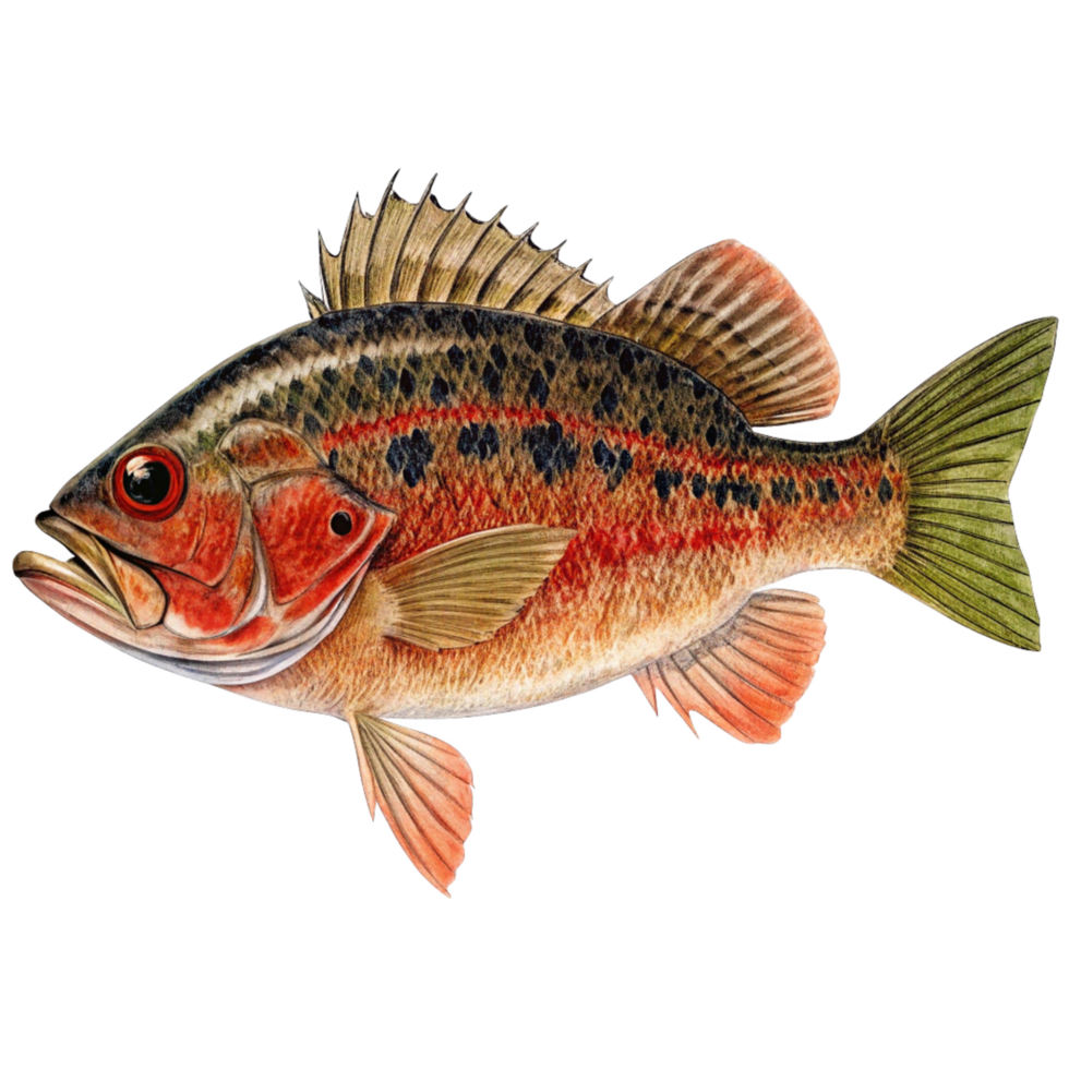 Detailed Illustration of a Spotted ReddishBrown Fish with Spiked Dorsal Fin png