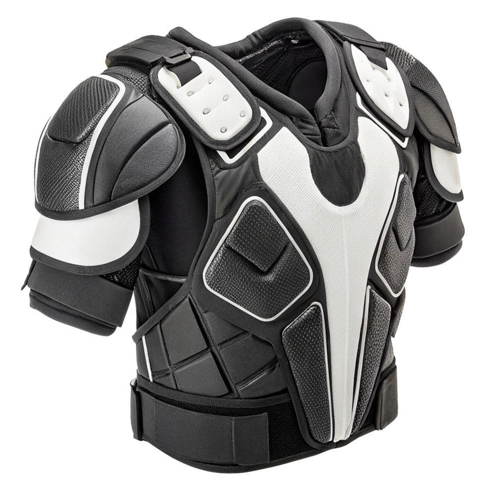 HighPerformance Black and White Athletic Shoulder Pads Protective Gear for Sports png