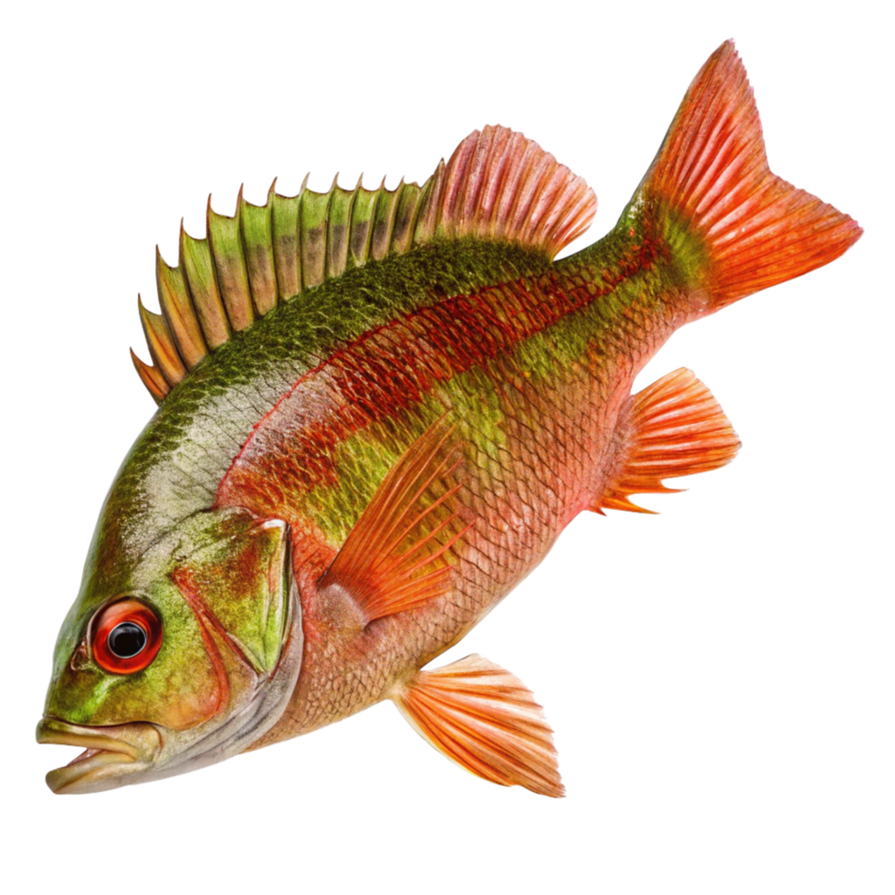 A Vividly Colored Fish with Striking Red and Green Hues and Fin Details png