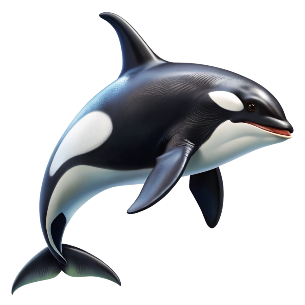 Stunning 3D Render of a Leaping Orca Whale in the Ocean Depths png