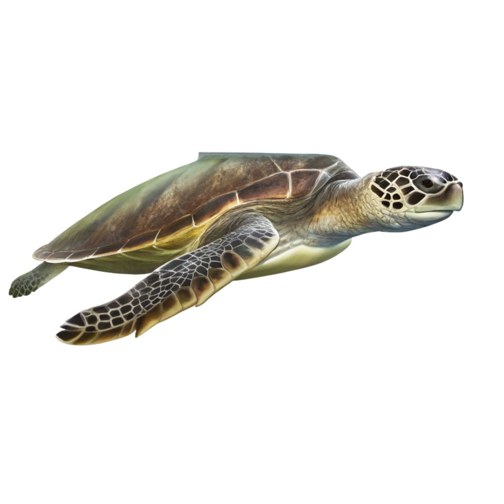 A Stunning Green Sea Turtle Swimming the Ocean Depths png