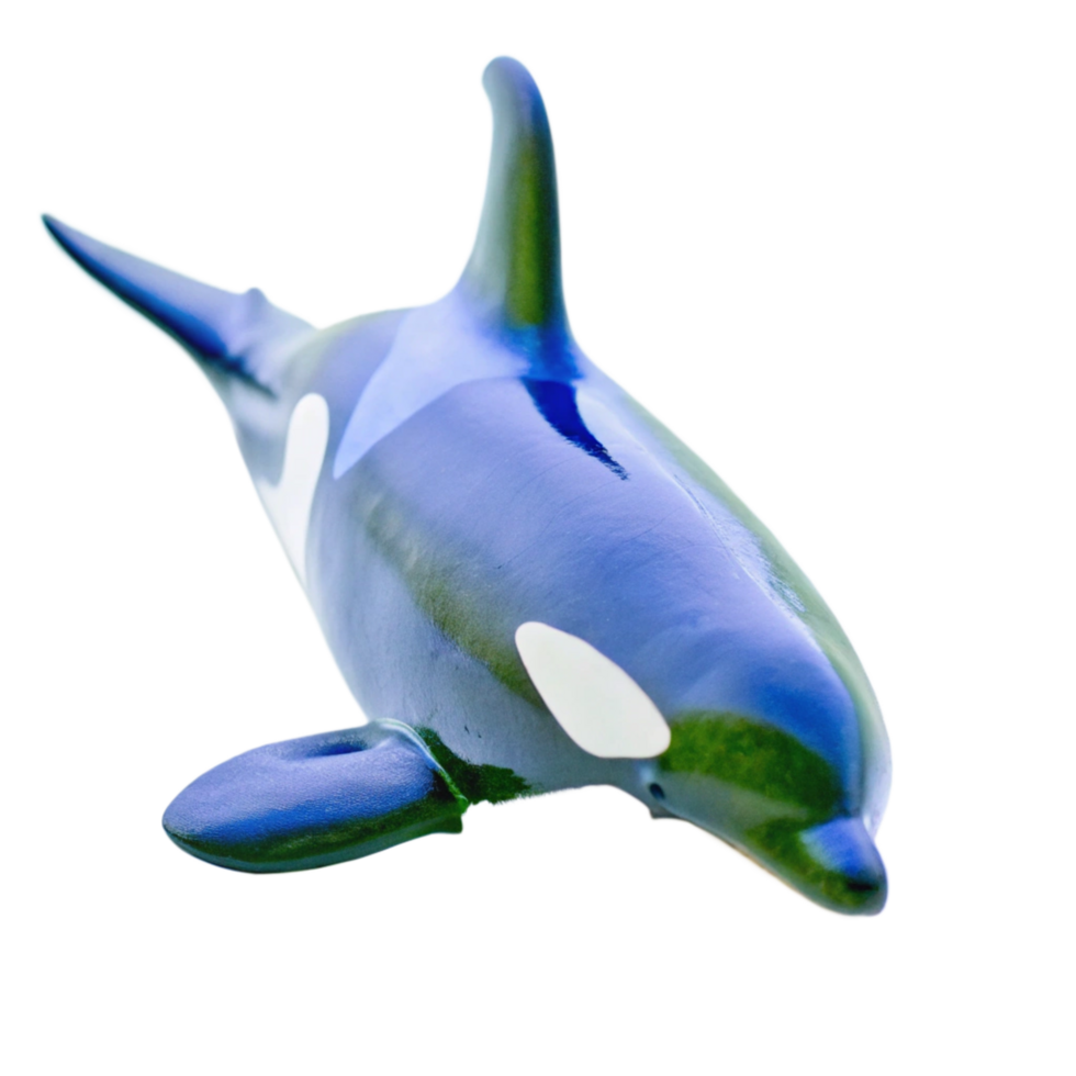 Stunning Blue Orca Whale Toy Detailed Closeup View png