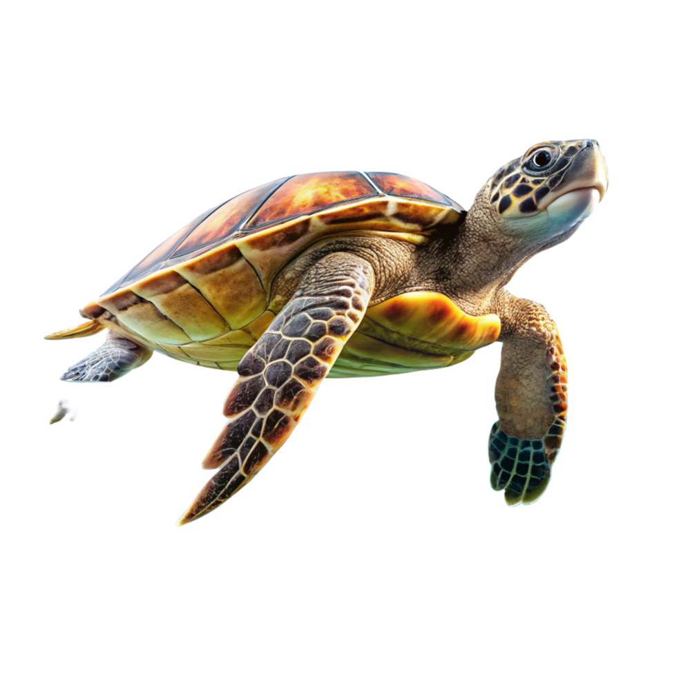 A Stunning Image of a Hawksbill Sea Turtle Swimming in the Ocean png