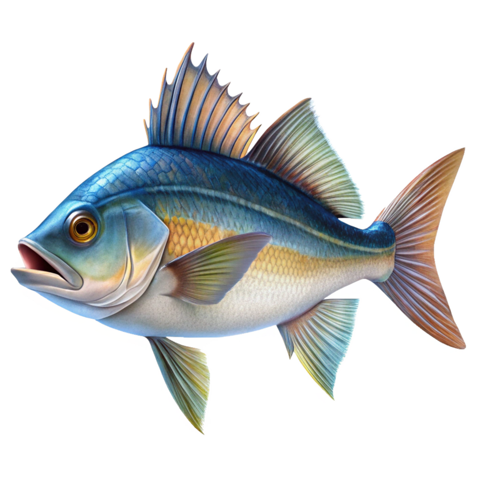 Striped Silver Fish Detailed Illustration Vibrant Colors Ocean Wildlife Aquatic Animal Marine Life Underwater Creature png