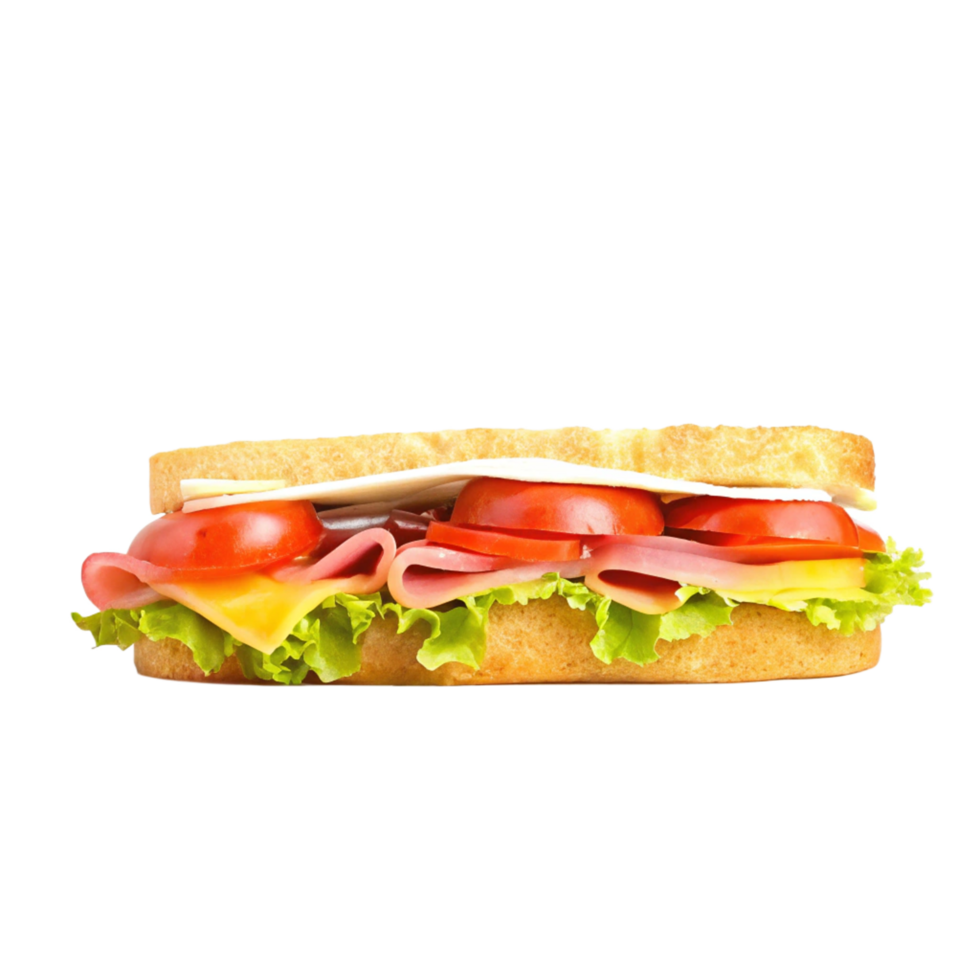 Delicious and Fresh Ham and Cheese Sandwich with Tomatoes and Lettuce png
