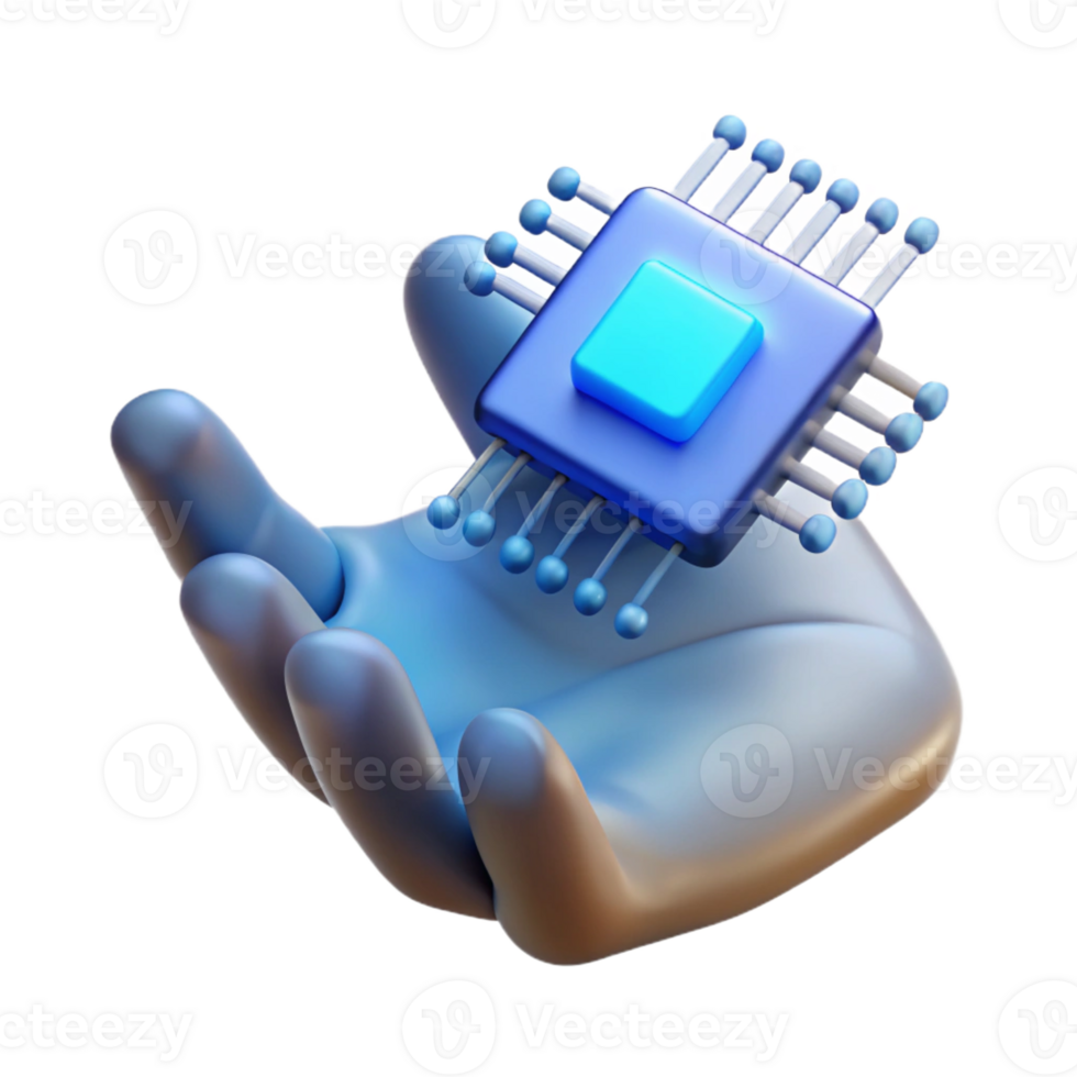 vibrant classic A Single Glowing Microchip Embedded in a detailed png