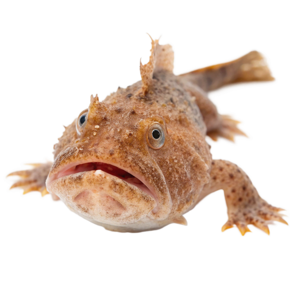 Closeup of a Juvenile Red Sea Walkman Goby Fish with Spiny Fins and Open Mouth png