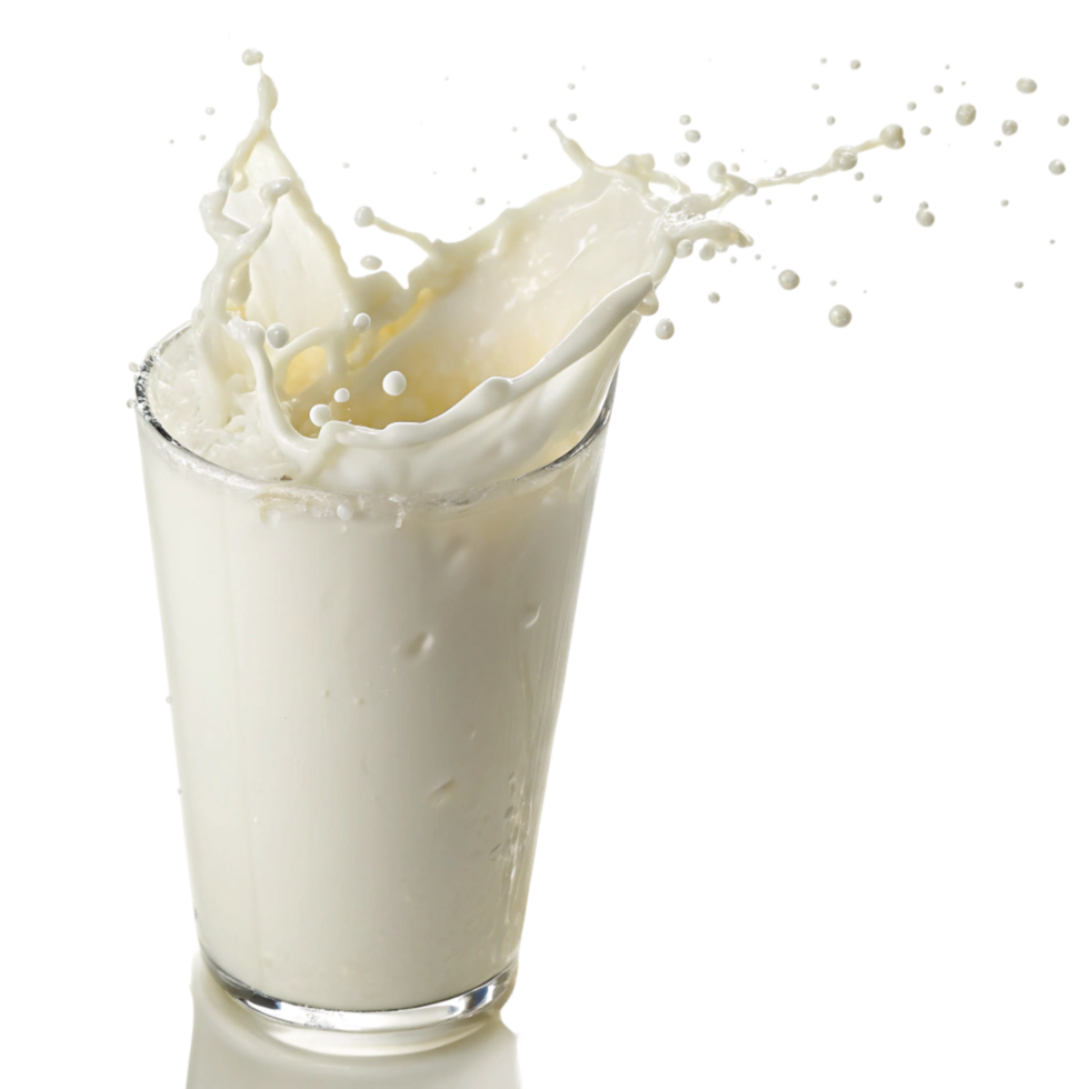 Refreshing Milk Splash in a Glass A CloseUp Photography of Creamy Dairy Drink png