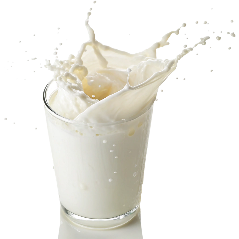 Splashing Milk in a Glass on Black Background A Refreshing Dairy Drink Image png