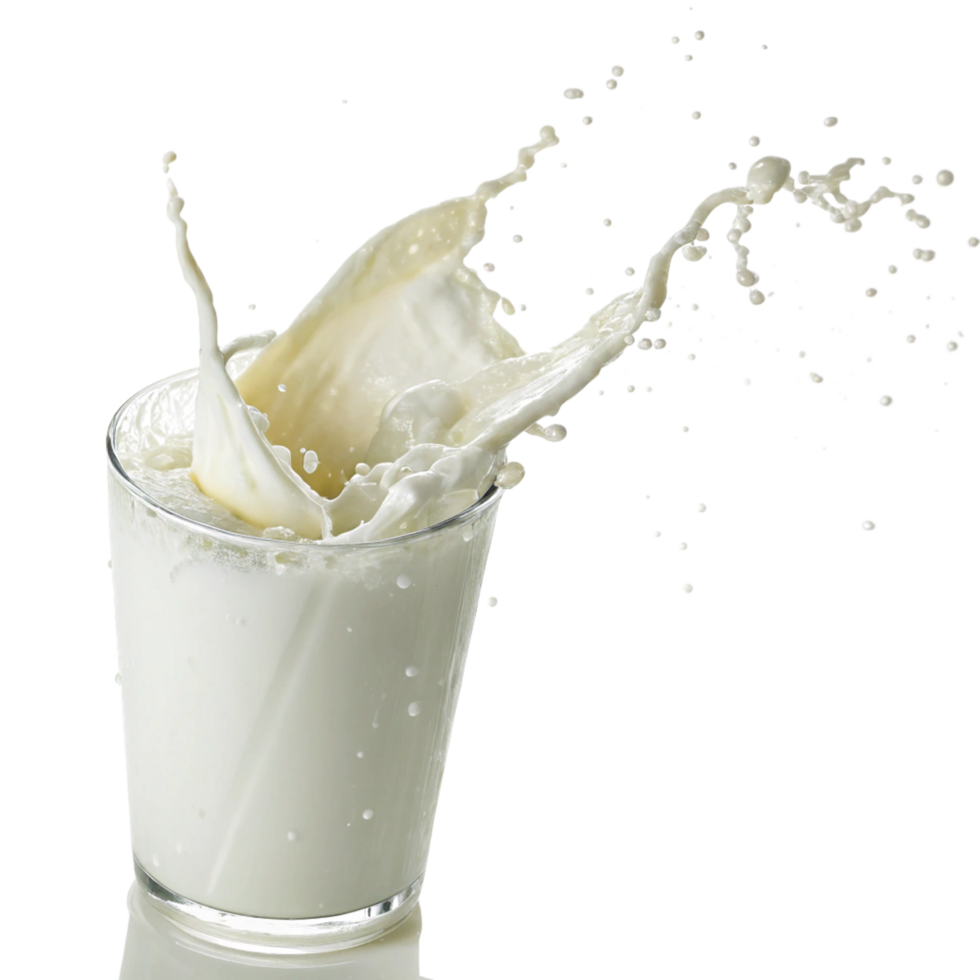 Refreshing Glass of Milk with Splashing and Droplets png