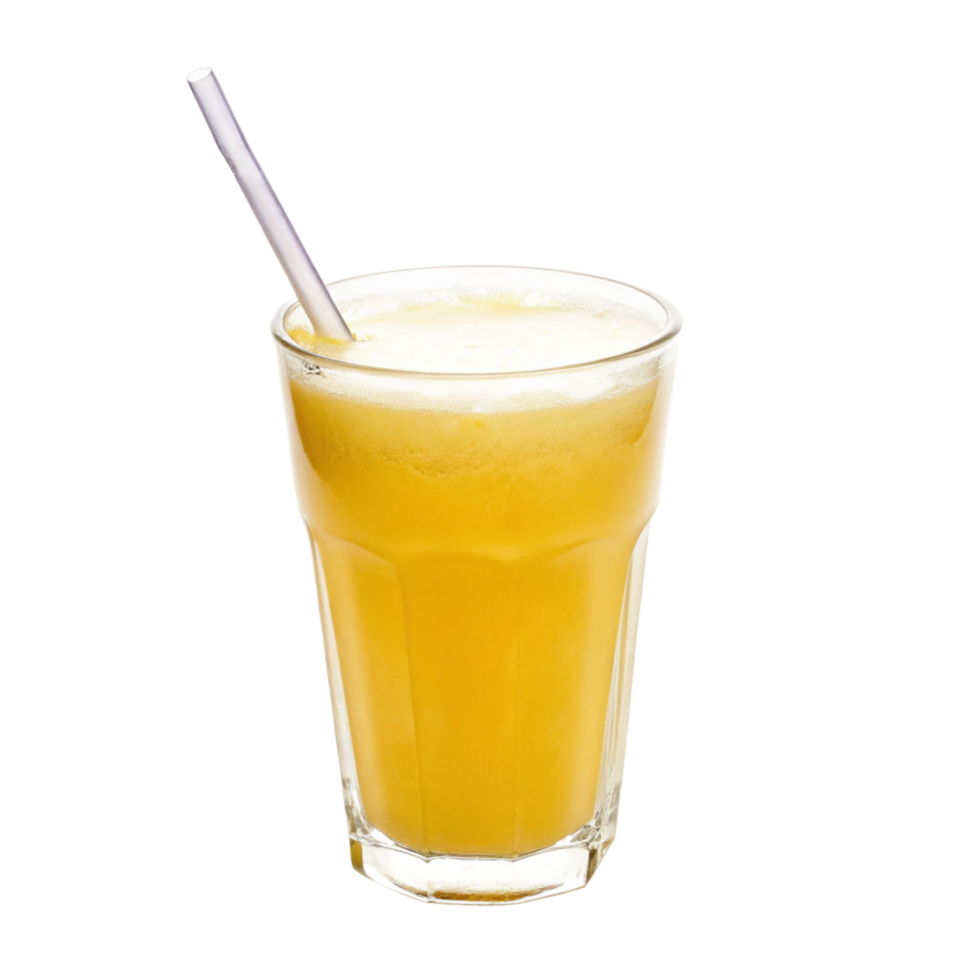 Refreshing Glass of Yellow Citrus Juice with Straw png