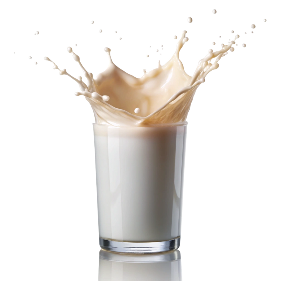 Milk Splash in a Glass High Resolution Photo, Creamy Texture and Dynamic Movement png
