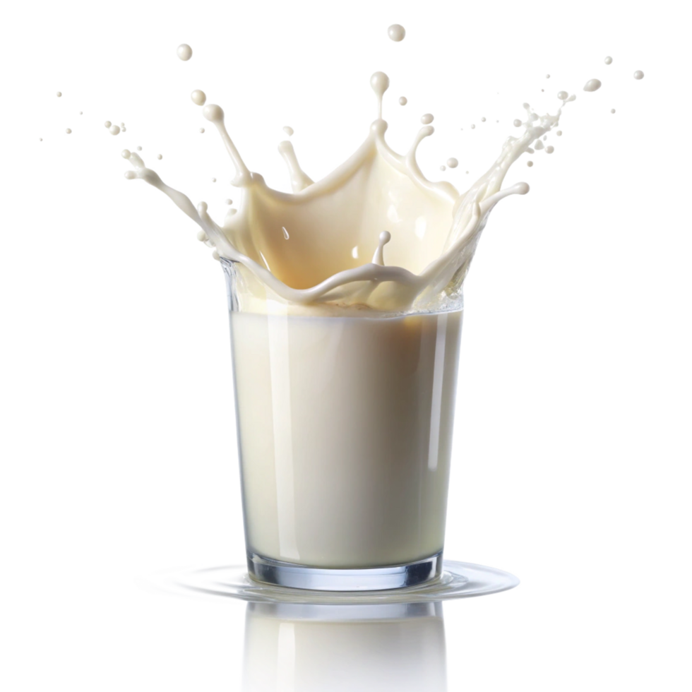 A Stunning Closeup of Milk Splashing in a Glass, Creamy Texture and Dynamic Movement png