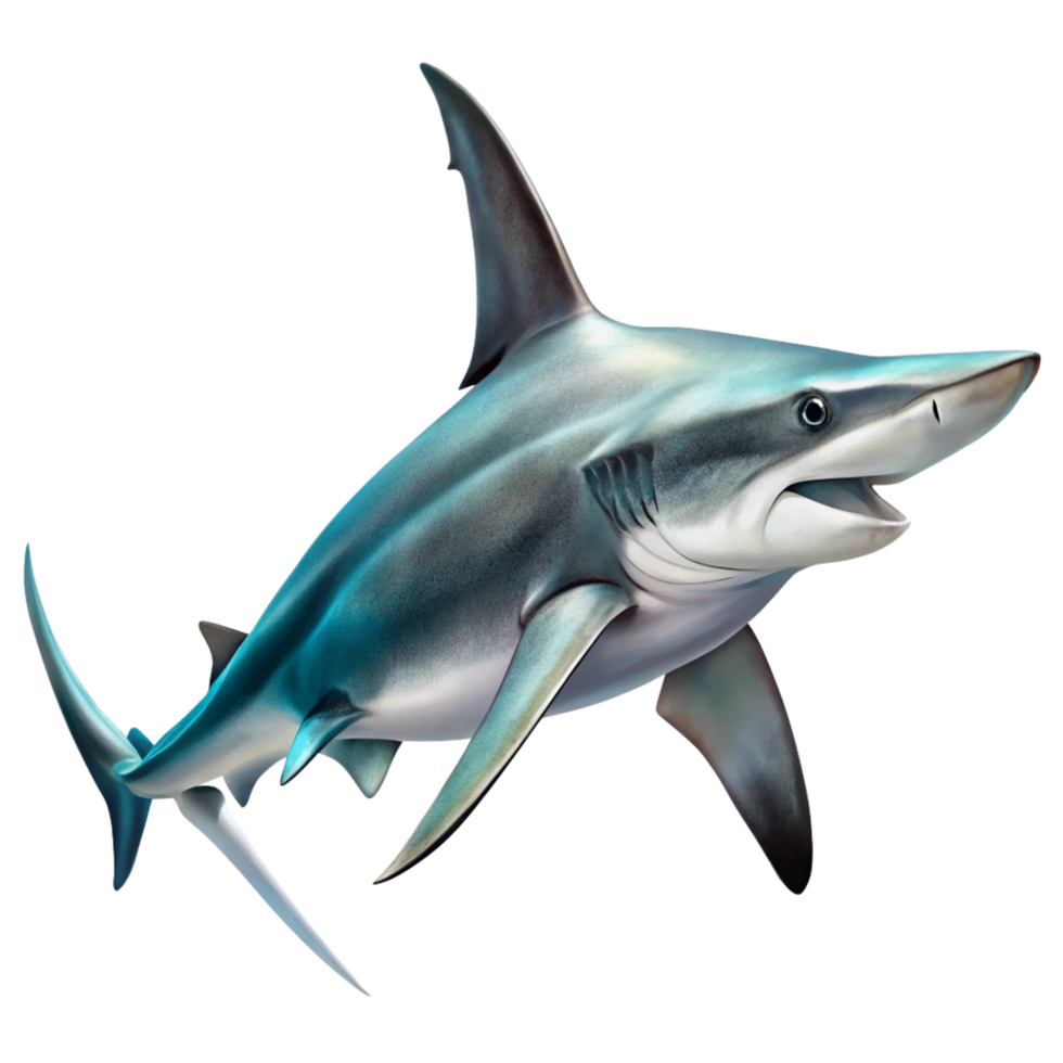 A Stunning Illustration of a Blue Shark Swimming in the Deep Ocean png