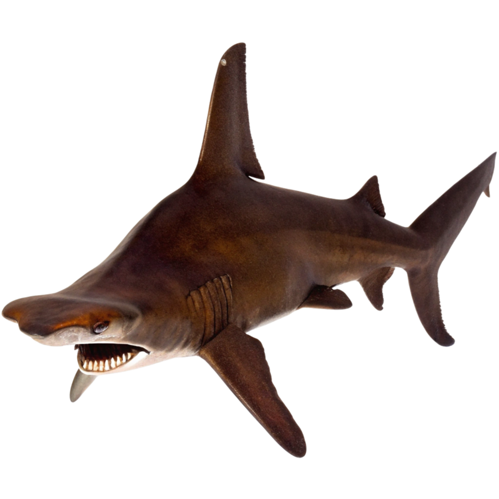 A Stunning Close Up View of a Smalleye Hammerhead Shark Against a Black Background png