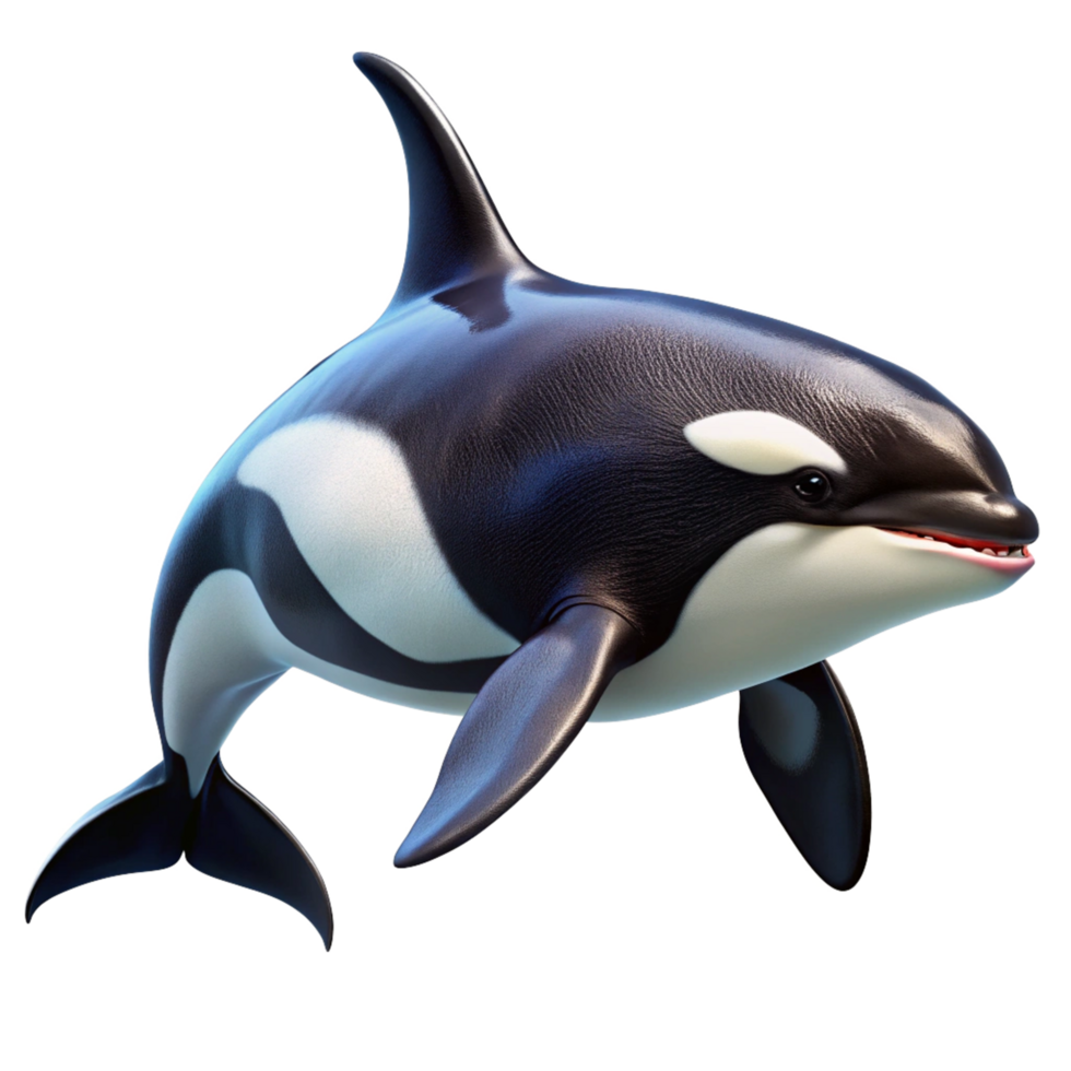 Stunning 3D Render of a Black and White Orca Whale Swimming Gracefully png