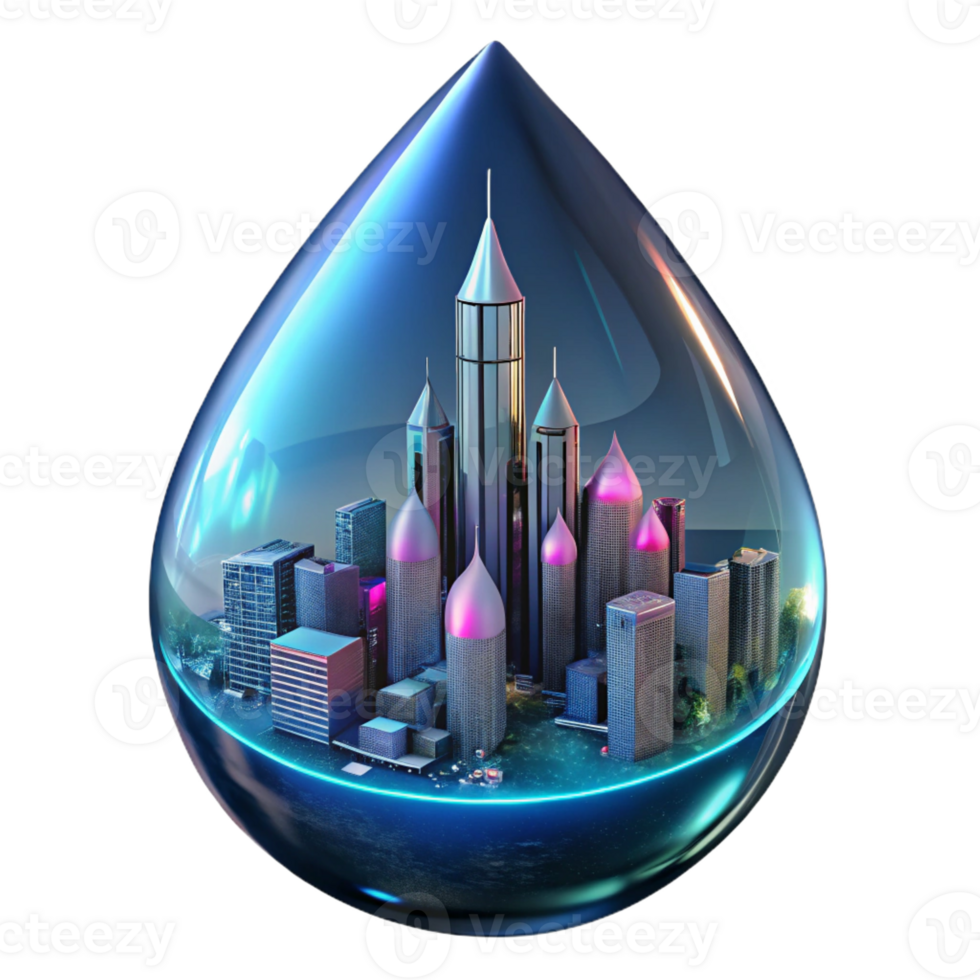 wonderful creative A Futuristic Cityscape Reflected in a high quality png