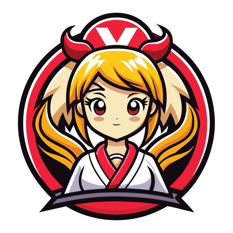 Illustration of a Cute and Cheerful Ramen Girl Mascot Cartoon vector