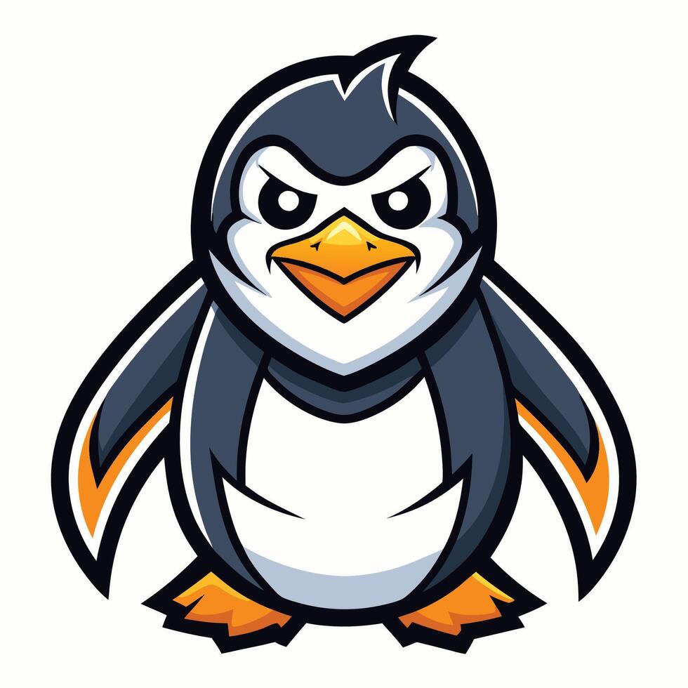 Adorably Depressed Penguin Mascot Illustration with Cartoony Style vector