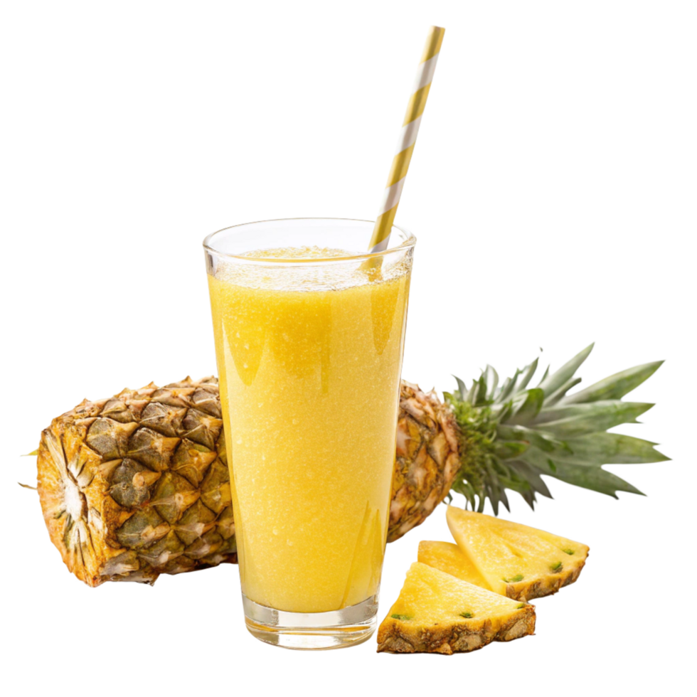 Refreshing Pineapple Smoothie in a Glass with Fresh Pineapple Slices png