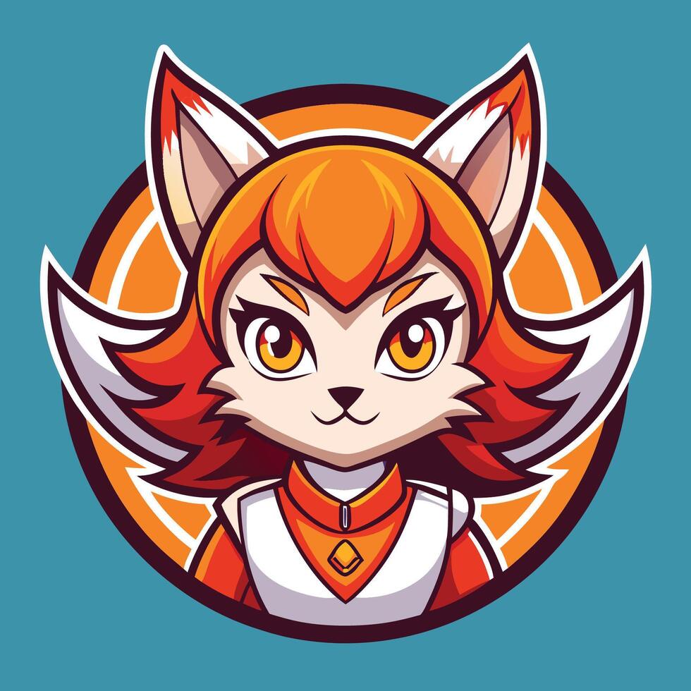 Illustration Kitsune Girl Mascot with a Playful Cartoon Style vector