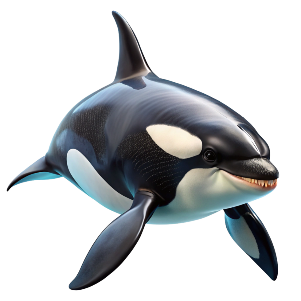 Stunning 3D Render of a Killer Whale Orca in Black and White png